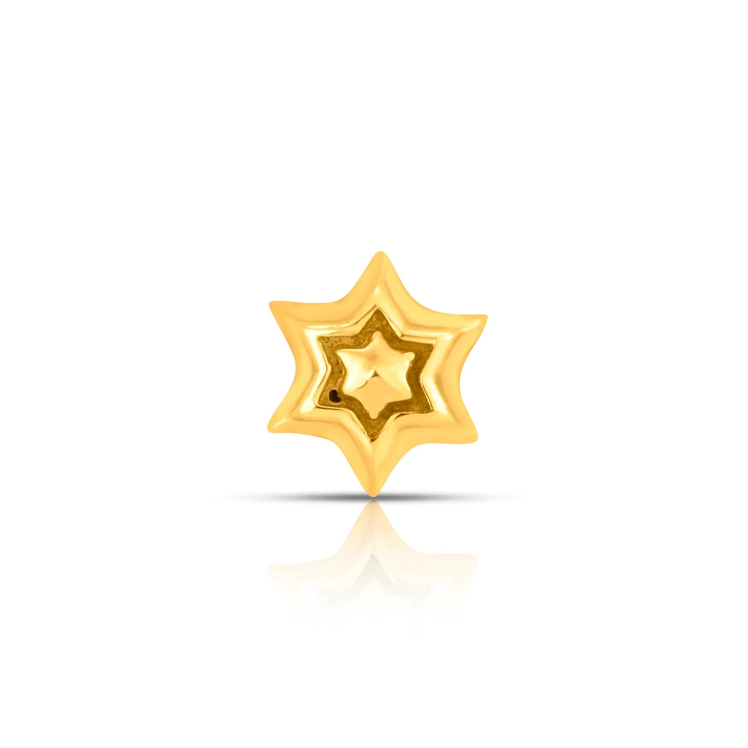 Simple gold nose pin design with star shape on white background