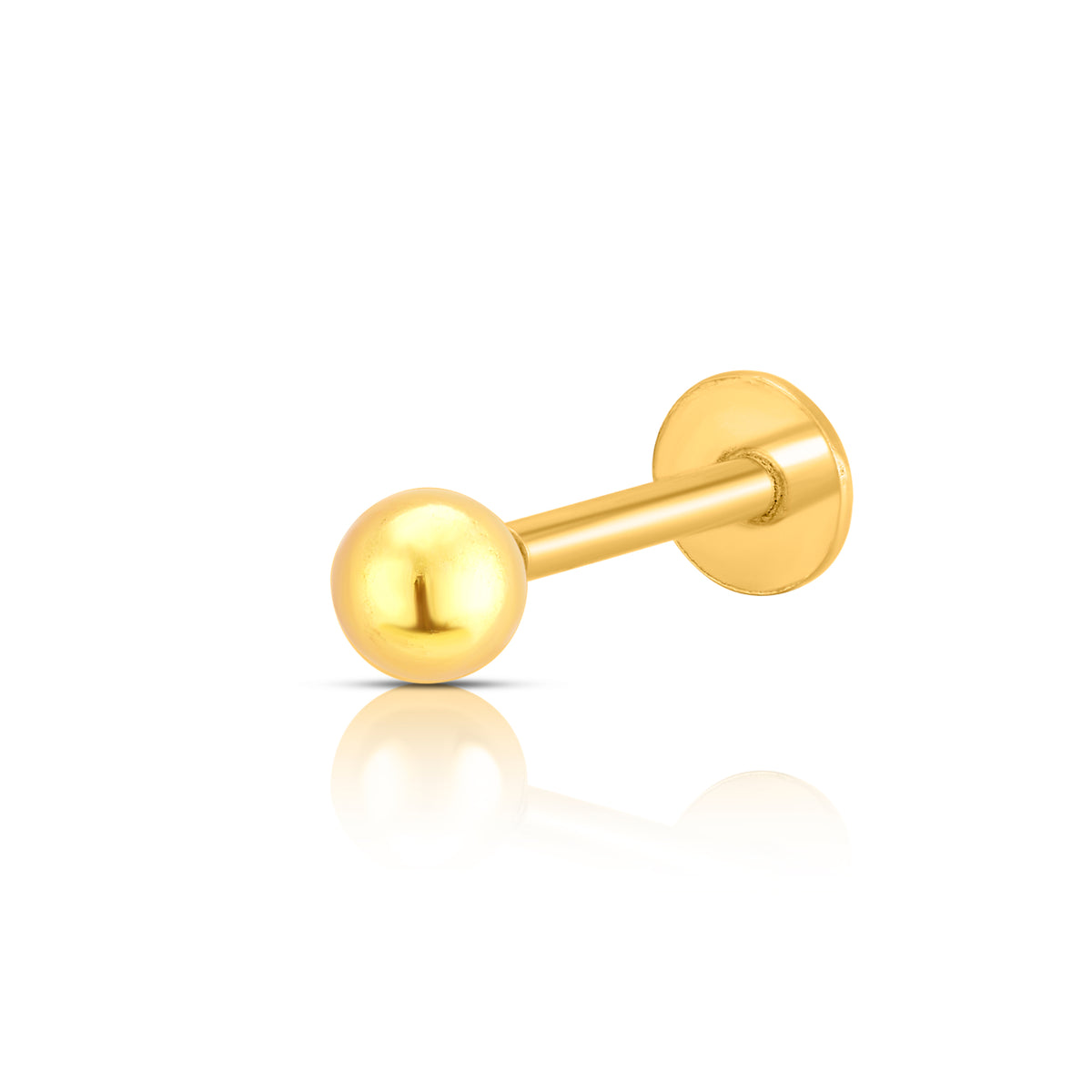 Gold flat back stud jewelry with polished ball accent
