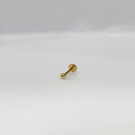 14K gold flat back stud with small round ball