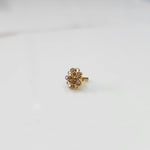 Gold floral nose pin with round stone detailing