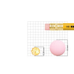 Gold flower nose pin size comparison with pencil eraser showing 3.20mm