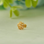 Gold flower-shaped stud earring with heart-petal design