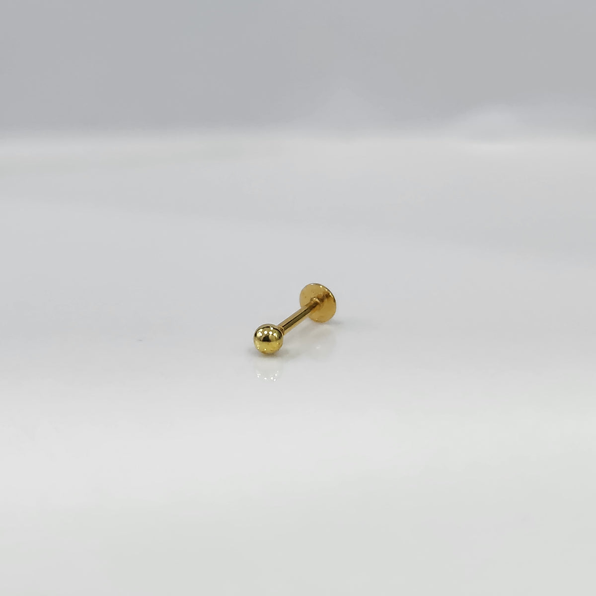 14K gold labret stud with round ball detail