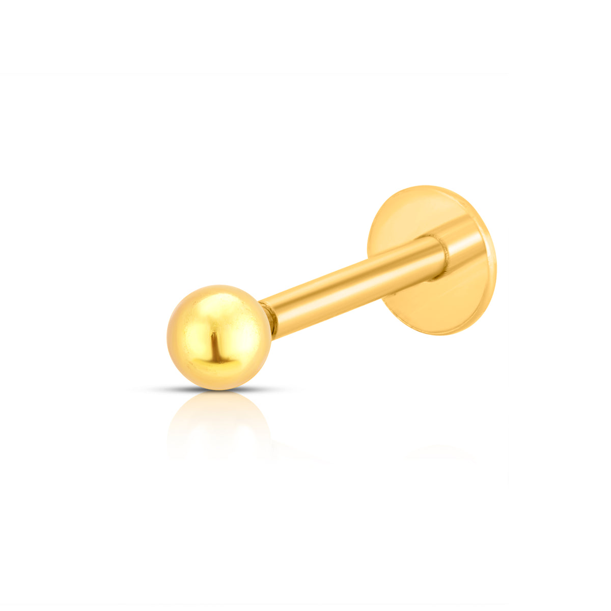 14K gold labret stud with textured round ball