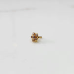Gold floral nose pin with lavender stones, product shot
