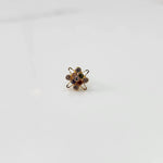 Gold-tone statement ring with multicolor gemstones in a starburst design