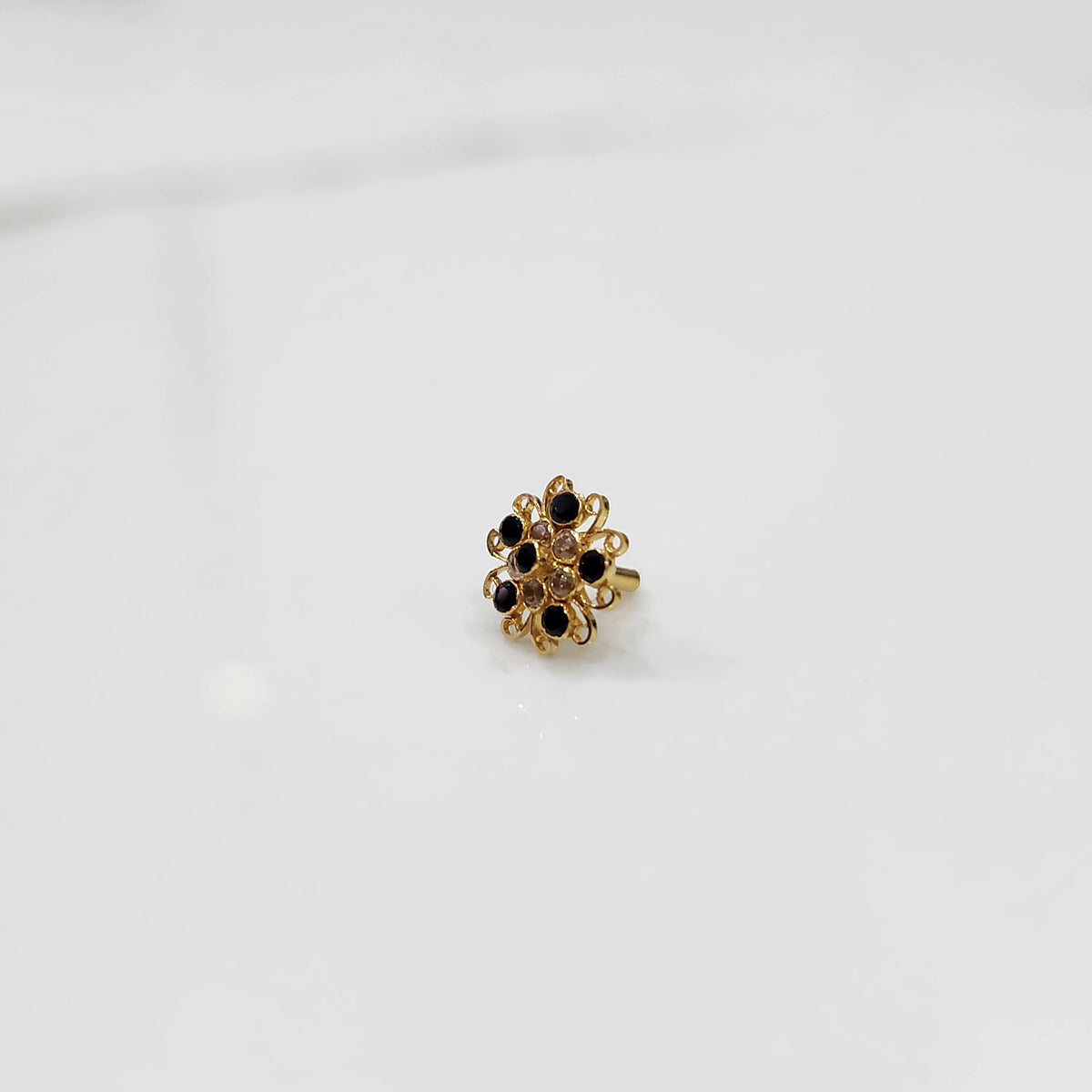 Minimal nose pin new design gold with small floral stones