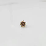 Nose pin design gold with minimal floral gemstone cluster on white background