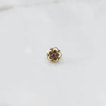 Gold floral nose pin with clear stone cluster
