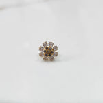 Gold nose pin design with white floral diamond cluster