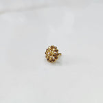 Gold nose pin with double-layer champagne stone floral petals