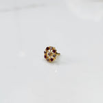 Top view gold pin nose with multicolor floral stones