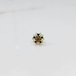 Nose pin new design gold with green stone floral pattern on white background