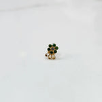 Lab grown diamond nose pin with green center stone floral pattern