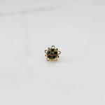 Nose pin design gold with blue stone floral pattern on white background