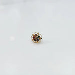 Gold floral nose pin with navratna nine-gem stone cluster