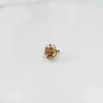 Gold floral nose pin with pink stones and open swirl border