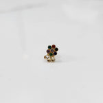 Front view of lab grown diamond nose pin floral cluster design