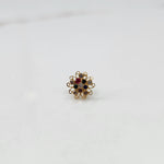 Nose pin new design gold with elegant floral cluster angled view