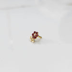 Side angle lab grown diamond nose pin with floral gemstone cluster