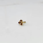 Side view tiny nose pin gold with small floral gemstone design
