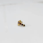 Gold nose pin with multicolor floral head and gemstone trail
