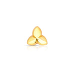 Simple gold nose pin design top view with minimal three leaf pattern