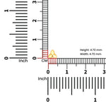 Simple gold nose pin design with measurement scale showing dimensions