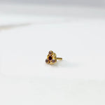 Gold ring with multicolor purple-toned leaf-petal design, front view