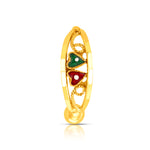 Yuvora Heart Duet Gold Nose Ring crafted in 18K gold with dual heart design in red and green, elegant jewellery for diamond-shaped face