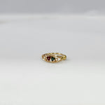Heart Duet Gold Nose Ring by Yuvora in 18K gold with red and green dual heart design displayed on white background