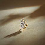 Lily Inspired Gold and Diamond Nose Pin for Women - Marquise Petal Flower Design with Pave Center, Statement Nose Stud Online