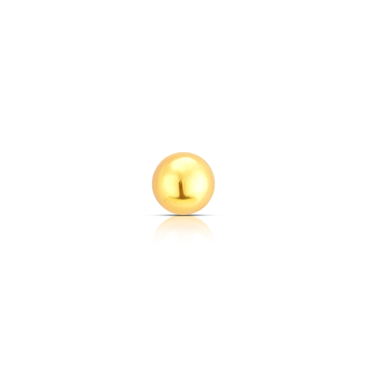 Gold ball nose stud worn on nostril close-up