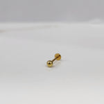 Minimalist gold ball stud for cartilage or tragus piercing