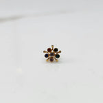 Gold nose pin with multicolor round stone detailing