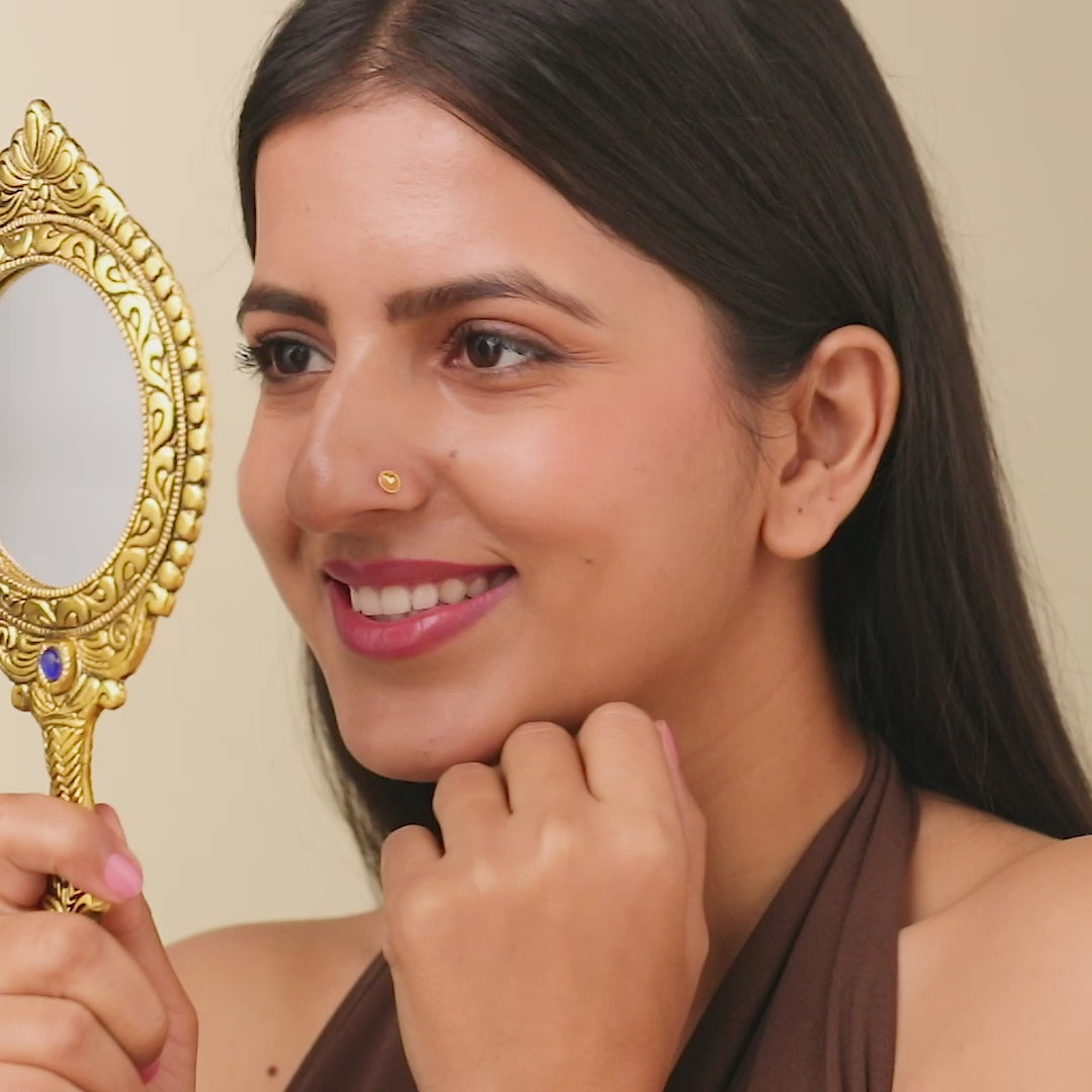 Honeycomb Heart -- 18K Heart Lattice Nose Pin Design Gold