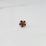 Red stone gold floral nose pin
