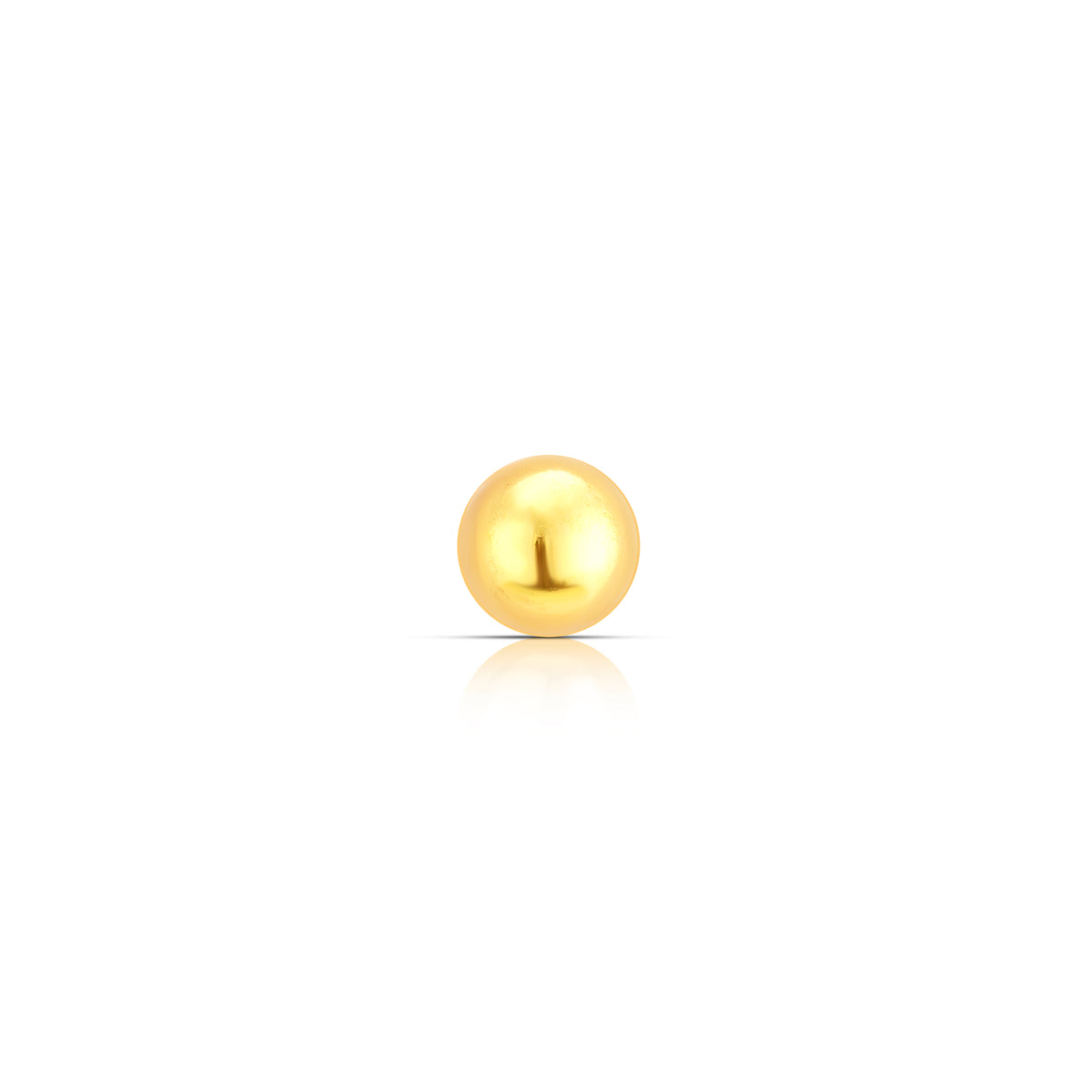 Side profile of nose piercing with round gold stud