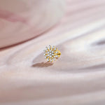 Diamond snowflake design 18K gold nose pin for women