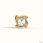 14k gold nose stud featuring a round diamond in an open swirl design