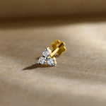 Nose pin gold design for female diamond floral stud close-up