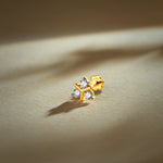 Trilogy Gold and Diamond Nose Pin for Women - Three Stone Y-Shaped Design, Delicate Everyday Nose Stud Online