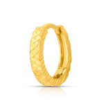 Twist Mosaic gold nose pin in 18K angled view showing detailed geometric mosaic texture and hoop design